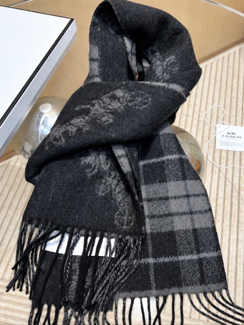 NEW Coach Reversible Horse And Carriage Plaid Print Muffler NWT